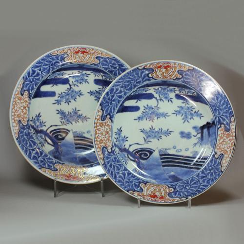 A pair of Japanese imari dishes, 18th century
