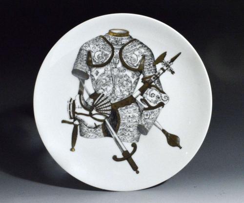 Vintage Piero Fornasetti Plate with Coats of Armour, Armature Pattern, # 1 in Series, Circa 1960