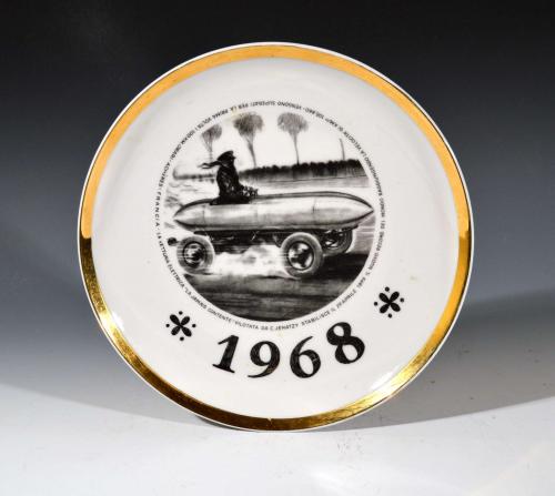 Vintage Piero Fornasetti Plate, Dated 1968, Special Edition for the 49th Salone Internationale dell Automobile di Torino 1-12 Novembre 1967