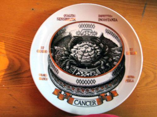 Vintage Piero Fornasetti Astrological Zodiac Plate-Cancer Gli Zodiaci Farmacopei, No 8, Especially made for Crinos By Fornasetti