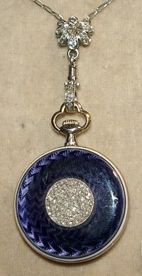 Edwardian Enamel and Diamond pendant watch, circa 1910-20