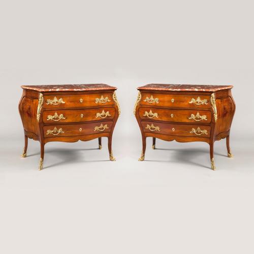 French Antique Mahogany and Ormolu Commodes