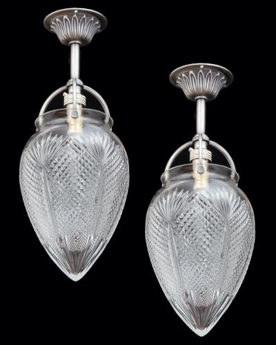 A Small Pair of Diamond and Fan Cut Hall Lights