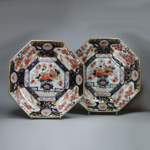 Pair of Japanese imari octagonal dishes, 18th century