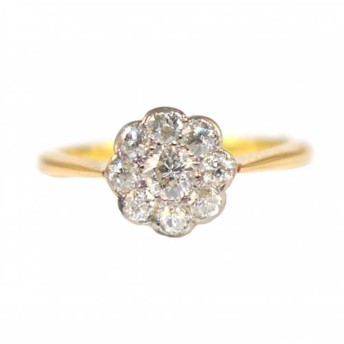 Edwardian Diamond Daisy Cluster Ring c.1915