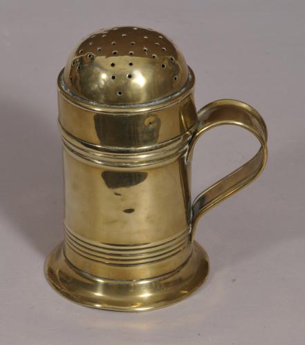 S/4352 Antique 19th Century Brass Flour Dredger