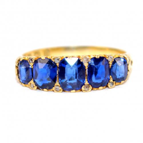 Victorian Sapphire 5 Stone Ring c.1890