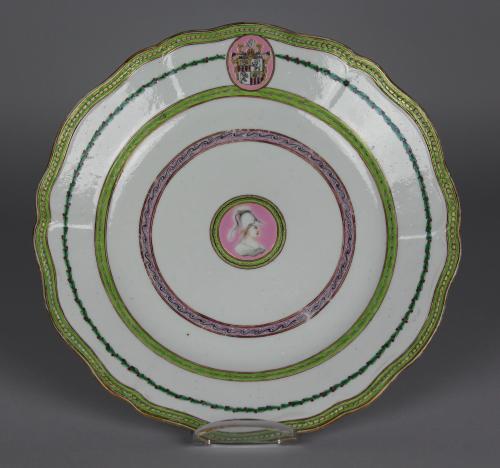 A Rare Chinese 'Famille-Rose' Porcelain 'Danish Market' Armorial Plate, Qing Dynasty, Qianlong Period