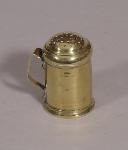 S/4302 Antique Mid 18th Century Brass Spice Dredger of the Georgian Period