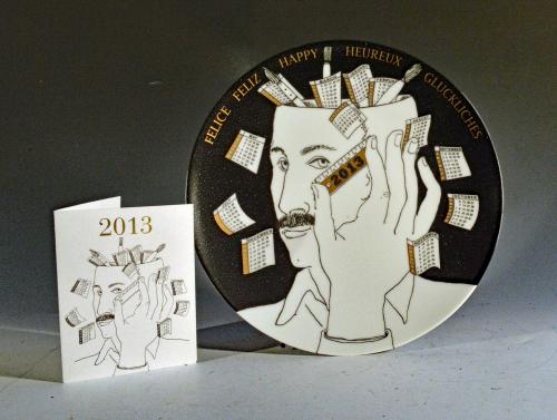 Barnaba Fornasetti Porcelain Calendar Plate 2013. Number 398 of 700 made. With Original Box