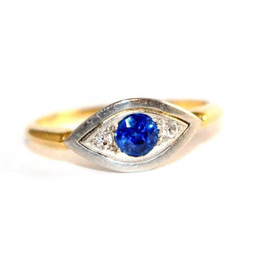 Edwardian Sapphire & Diamond 'Eye' Ring c.1915