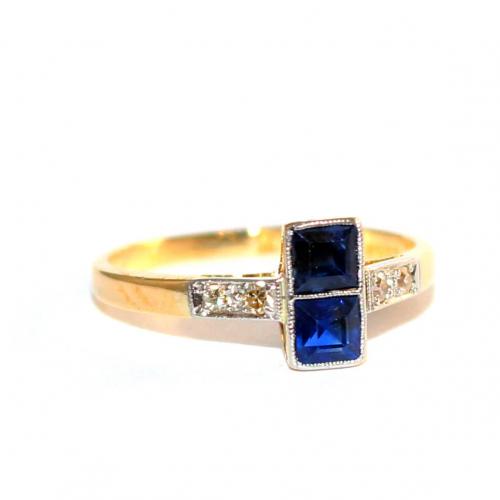 Edwardian Sapphire 2 Stone Ring c.1910