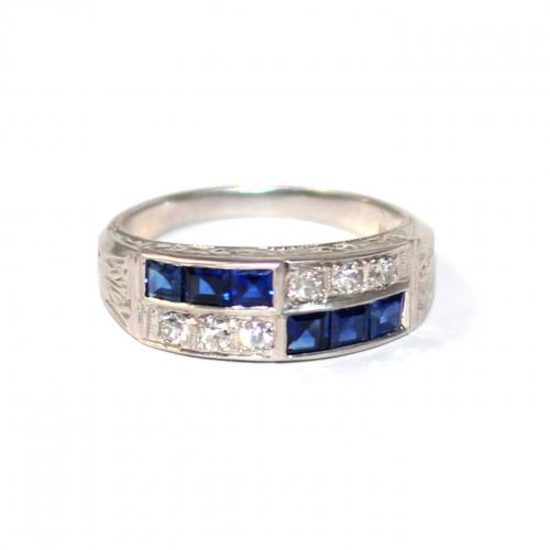 Art Deco Sapphire & Diamond Band Ring c.1930