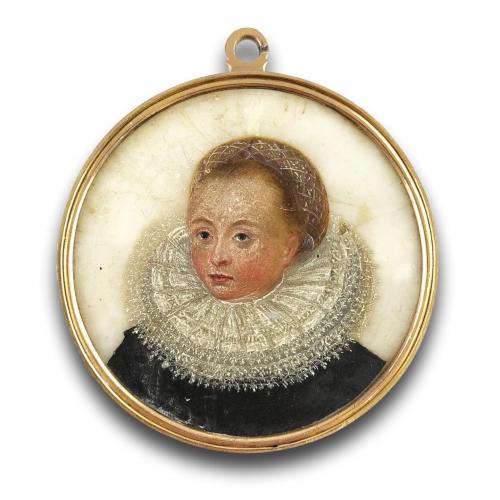 Double sided portrait miniature on alabaster. Northern Europe, mid 17th century