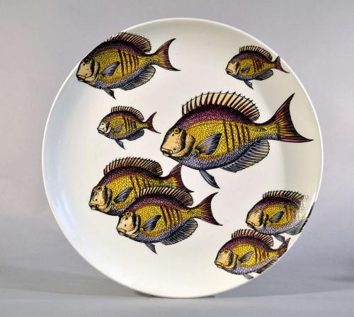 Rare Piero Fornasetti Fish Plate, Passata de pesce (Passage of Fish) or Pesci. #6, Circa 1960