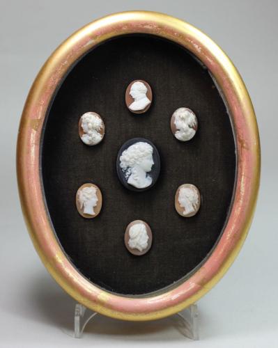 Oval frame of seven cameos