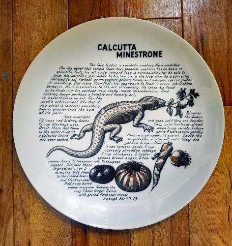 Piero Fornasetti Fleming Joffe Porcelain Recipe Plate, Calcutta Minestrone, 1960s