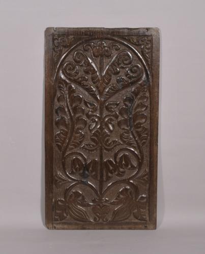 S/4359 Antique 17th Century Oak Carved Panel