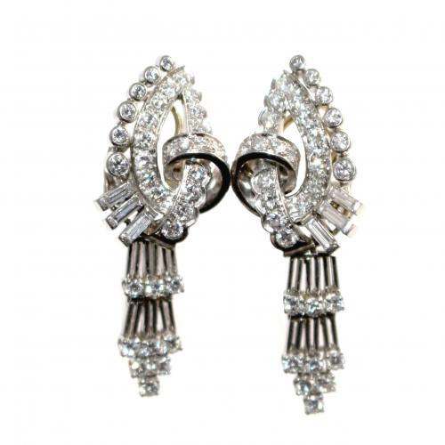 Art Deco Diamond Set Night and Day Clip Earrings c.1940
