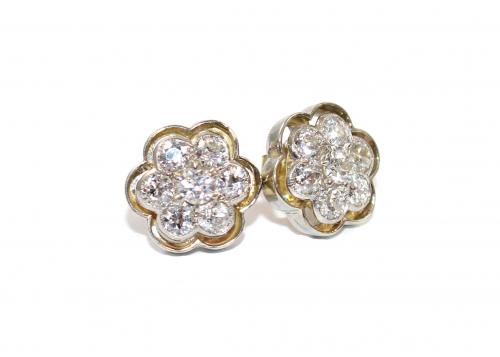 Art Deco Diamond Cluster Earrings c.1930
