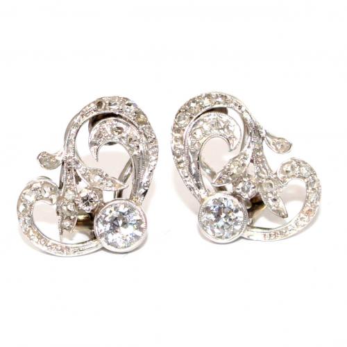 Art Nouveau Diamond Clip Earrings c.1925