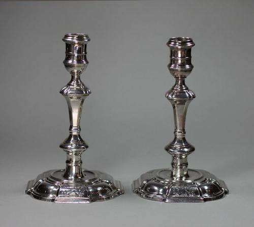 Pair of George II silver candlesticks, Gurney & Cooke, London, 1734