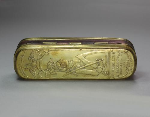 German brass and copper tobacco box, 18th century