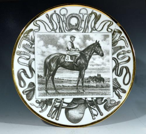 Piero Fornasetti Race Horse Plate, Grand Campioni Italiani Del Galoppe (Great Italian Equestrian Champions) Tenerani, 1960's-70's