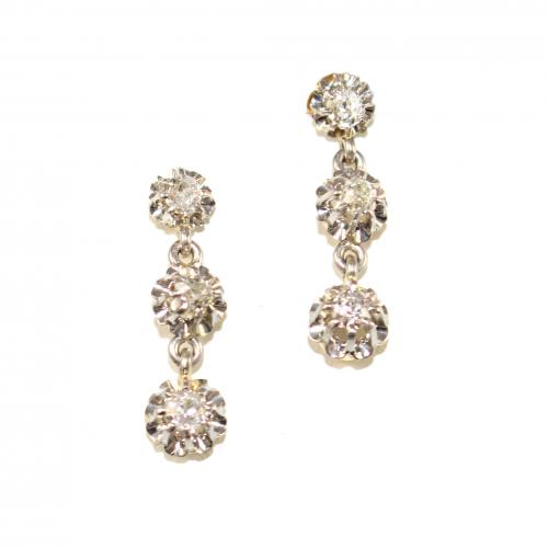 Diamond Triple Drop Earrings c.1950