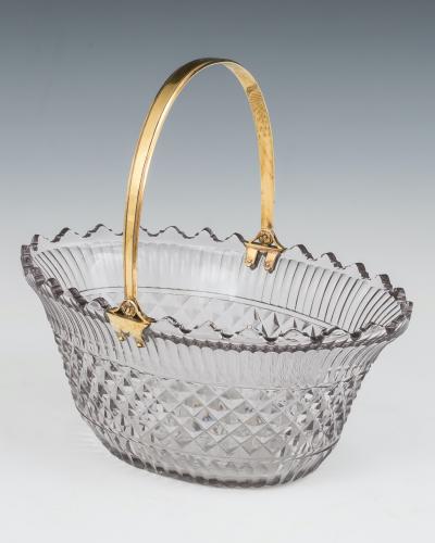 A Highly Unusual Austrian Ormolu Mounted Cut Glass Basket