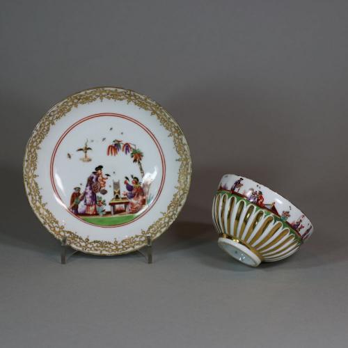 Meissen gadrooned teabowl and saucer, circa 1730