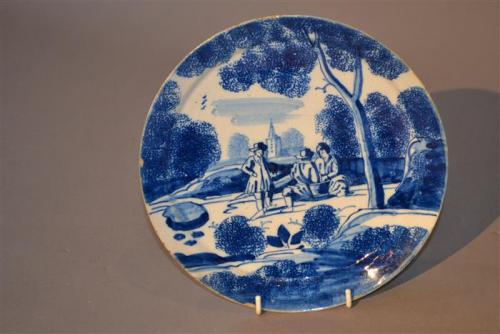 An early 18th century delft dished plate