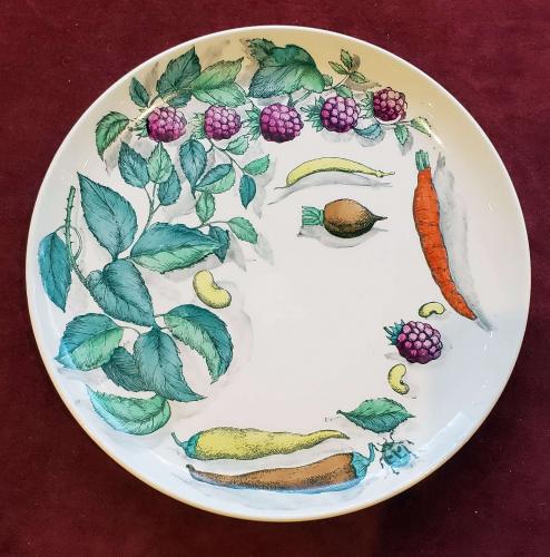 Piero Fornasetti Pottery Vegetalia Plate, #10 Morino, 1955