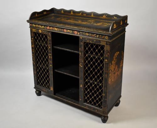 Regency decorated Chinoiserie two door cabinet, c.1810