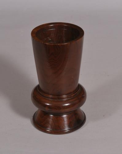 S/4376 Antique Treen 19th Century Yew Wood Spill Vase