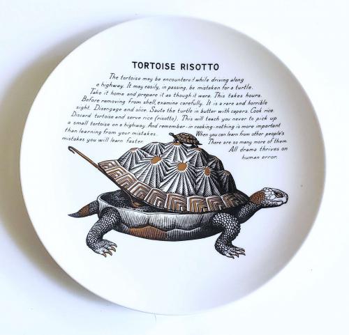 Piero Fornasetti Fleming Joffe Porcelain Recipe Plate, Tortoise Risotto, 1960s-1974