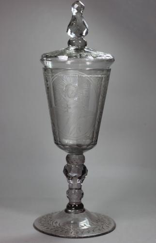 German glass goblet and cover, circa 1720-40