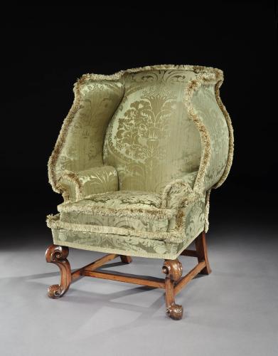 Armchair Wing Upholstered Sage Silk Vivien Leigh Laurence Oliver Notley Abbey