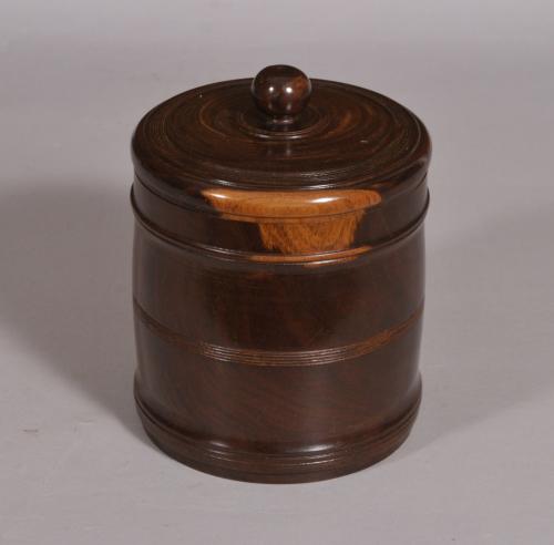S/4384 Antique Treen Late Victorian Lignum Vitae Tobacco Jar