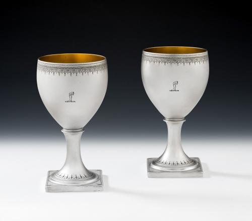 An exceptional pair of George III Drinking Goblets made in London in 1807 by Thomas James