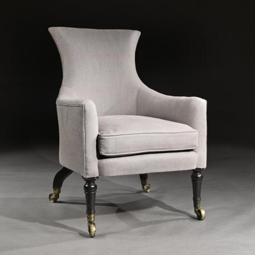 Regency Mahogany Armchair of Curvaceous Form