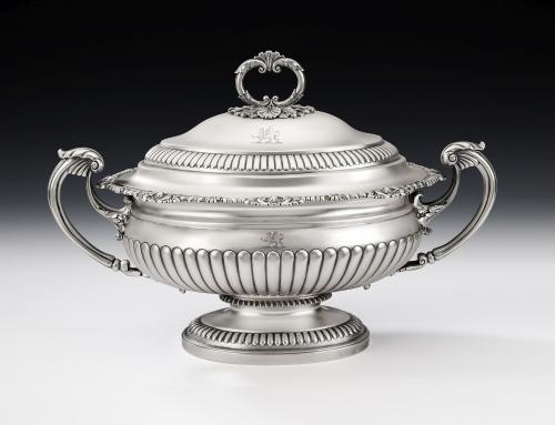 An exceptional George III Soup Tureen and Liner. Made in London in 1817 by John Edward Terrey