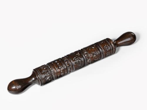 19th Century Carved, Stained Sycamore Rolling Pin 