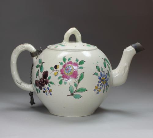 English saltglaze Staffordshire teapot and cover, circa 1770