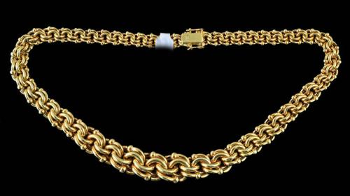 French 18ct gold collar necklace, circa 1900