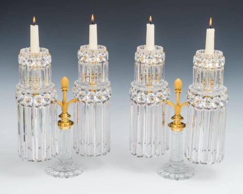 A Fine Pair of Pillar and File Cut Candelabra by John Blades