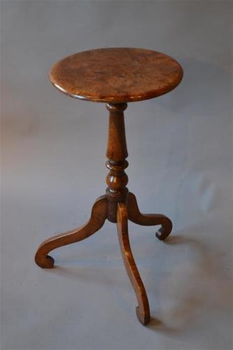 A Regency burr elm candle stand