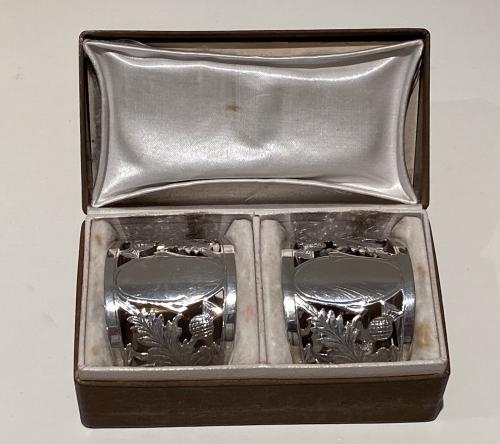Silver napkin ring thistles 1916