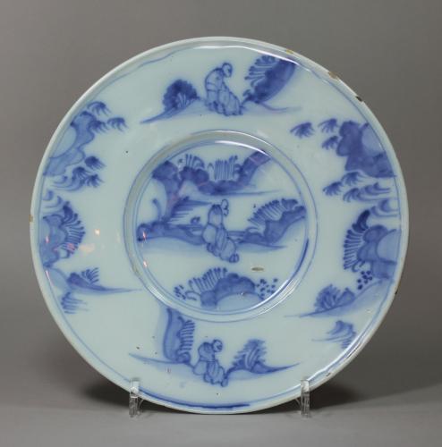 Faience blue and white plate, late 17th century