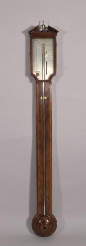 S/4349 Antique 19th Century Mahogany Mercurial Stick Barometer by J. Poncionie